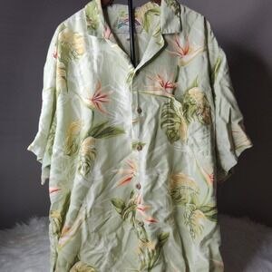 Vintage Paradise Found Men's Hawaiian Shirt Black Floral Camp Aloha XL